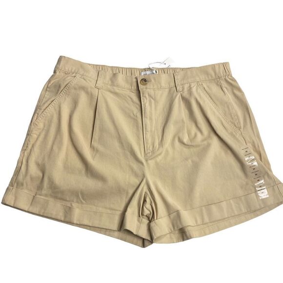 FREE‎ ASSEMBLY Women’s Cuffed Pleated Shorts  Tan Size 20 - Picture 2 of 12